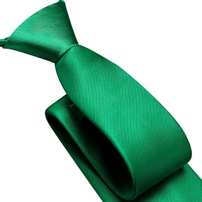 GUSLESON 3.15"（8cm） Mens Pre-tied Adjustable Zipper Tie Solid Necktie for Business and Wedding - color: Emerald Green