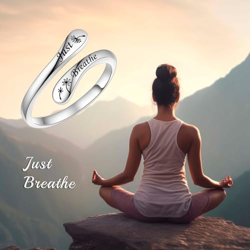 Fookduoduo 925 Sterling Silver Ring Inspirational Jewelry adjustable Wrap Open Rings for Women - style: Dandelion