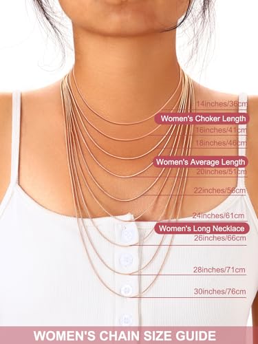 FOCALOOK Snake Chain Necklace, 1/1.2/1.5/2mm 14K Gold Plated Womens Chains | Hypoallergenic Stainless Steel Chain, Non Tarnish Rose Gold/Silver/Black Plated Finish, 14-30" Length for Everyday Layering - color: 1.2mm Rose Gold, size: 14 Inches