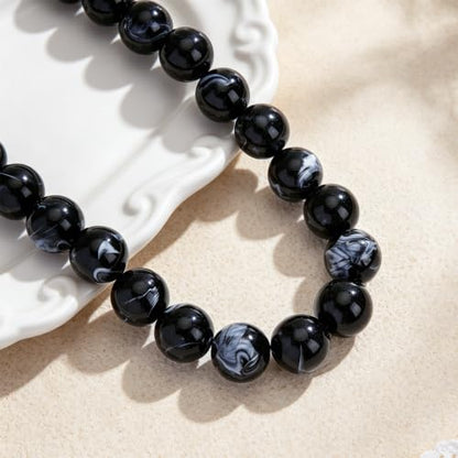 Chunky Beaded Necklace for Women Trendy Boho Collar Statement Necklace Large Round Resin Beads Choker Necklaces Summer Beach Jewelry Gifts - color: Black