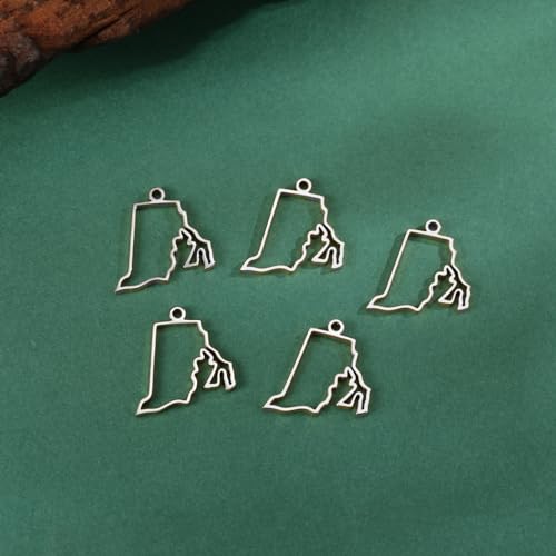 kkjoy 5Pcs Hollow Continents Maps of USA Pendant Charms for Jewelry Making and Crafting, Stainless Steel Mini Charm Craft Supplies Accessories for DIY Bracelet Necklace Earrings - color: Hollow Rhode Island Map - Silver