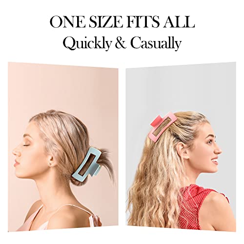 Hair Clip, 8PCS Large Colorful Square Claw Clips for Thick Thin Curly Long Hair, Strong Hold, Nonslip, Pastel Matte, 4.1 Inches, Women Girls, Gift | Banana clips, 4.3 inch, strong hold, pastel matte, 8 colors, gift set, daily use, for thick thin curly hai