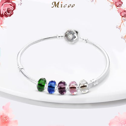 MICOO 925 Sterling Silver Charms for Bracelets,Fashion DIY Dangle Pendants Beads Simulated Birthstone Charms,Birthday Gifts for Women - color: 5 styles charms
