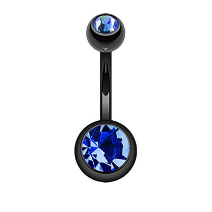 FIFTH CUE 14GA Surgical Steel & Synthetic Opal Resin Belly Button Ring, 3/8" Length, 5mm x 8mm Ball - Classic Look, Highly Rate Belly Rings for Women, Super High Quality - style: 7- Titanium Black/Blue
