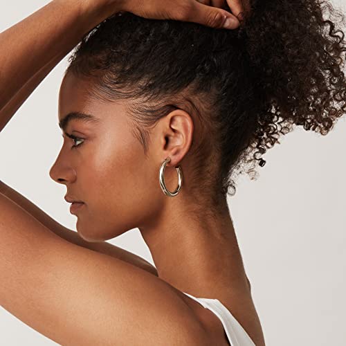 PAVOI Chunky Gold Hoop Earrings for Women, Lightweight 14K Gold Plated | Gold Hoops, Gold Plated Earrings, Womens Earrings, 14K Gold Hoop Earrings - color: White Gold, size: 40 MM