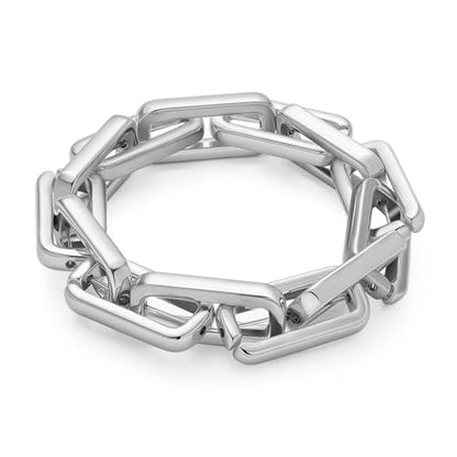 WOWORAMA Chunky Chain Bracelet for Women, Gold/Silver | Adjustable Elastic Stretch Bracelet, Thick Chunky Link Bracelet, Statement Jewelry - color: Square-Silver