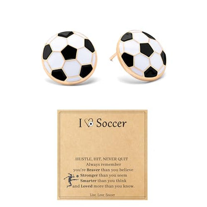 Gold Stud Earring Gifts For Teens Women Hypoallergenic Golf Baseball Football Basketball Soccer Volleyball Sport Earrings For Women - color: soccer earrings