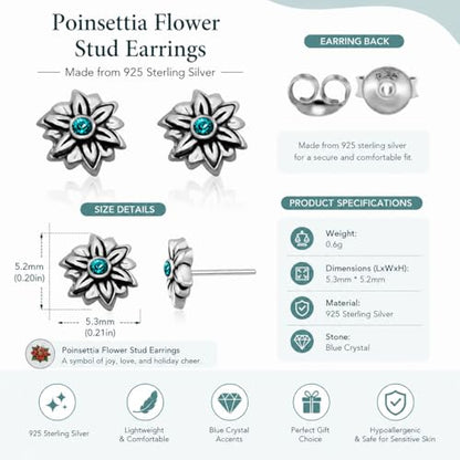 Birthstone Earrings: Handmade Necklace Flower Pendant with Colored Crystal - Gift for Mom, Daughter, BFF, Sister, Granddaughter, Niece - style: December