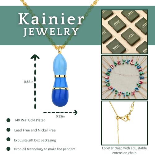Kainier Bubble Letter Initial Necklace for Women, Colorful Balloon Alphabet Name Pendant Dainty Cute 14K Gold Plated Necklaces Jewelry Gifts… - color: Colourful, style: I