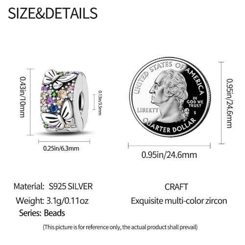 Pandach 925 sterling silver Clip Spacer Charm for Bracelet Clip Lock Stopper Bead Spacer European Openable Beads 2Pcs - style: 2-PAC622