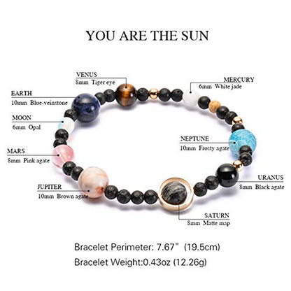 ONLYJUMP Planet Bracelet Solar System Universe Galaxy Bracelet Handmade Natural Stone Bead Bracelet String Adjustable Astronomy Gifts Bangle for Women Men - color: Planet 1