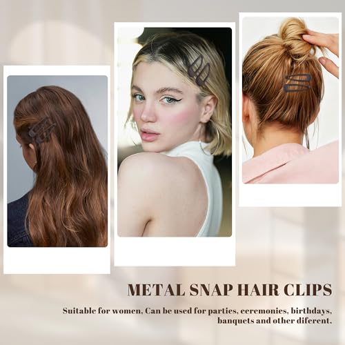 Small Hair Barrettes For Women No Slip Metal Snap Clips For Thin And Fine Hair,Matte Dark Brown,20 PCS,1.97 x 0.5 Inch. - color: Matte Dark Brown