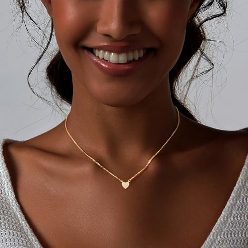 HERIER Cute Heart Necklace Dainty 18k Gold Plated Tiny Heart Pendant Choker Necklaces Small Gold Love Open Heart Chain Necklace for Women Simple Gold Necklace for Women Trendy Jewelry - color: CZ Heart Necklace-Gold