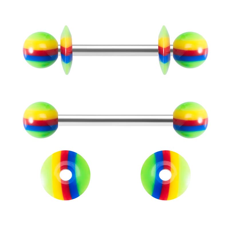 14G Body Piercing Jewelry Surgical Steel Belly Button Rings Tongue Rings Packs Silicone Spike Ball Barbell Belly Tongue Nipple Rings Piercing for Women - style: 12pcs tongue rings