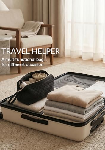 TeeYee Nylon Hair Tools Travel Bag for Dyson Airwrap Quilted Toiletry Bag | Travel Storage Bag for Shark Flexstyle/Curling Iron,Water-repellent,Wide-open,Well-structured,Heat-safe lining,002black - color: 002Black