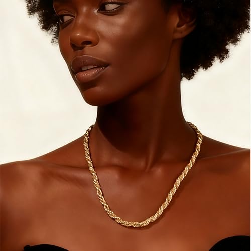 SEADAY Layered Gold Necklace for Women, 3-in-1 Gold Stack Necklace | Long Gold Necklace, Square, Hypoallergenic, Tarnish-resistant & Adjustable, Fashion Jewelry Gift Box & Gift Bag - color: Gold - Chunky Chain S