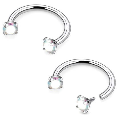 16G F136 Titanium Internal Thread Horseshoe Septum Nose Ring Piercing Jewelry Circular Barbell Helix Snug Tragus Rook Daith Cartilage Earring Lip Ring Piercing Jewelry for Women Men 8MM 10MM - style: 16G, 8MM Length, AB CZ