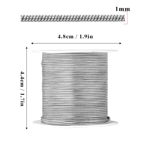 33FT 1mm Thin Stainless Steel Chains Snake Chains Bulk for Jewelry Making | Small 304 Stainless Steel Round Snake Chains Roll Spool for DIY Craft Necklace - color: 1mm Stainless Steel Round Snake Chains