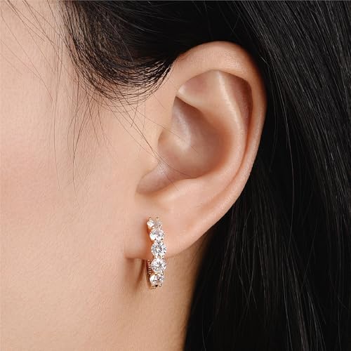 Evabelle Gold Hoop Earrings for Women 14K Real Gold Plated Cubic Zirconia Diamond Hoop Earrings Huggie Hoop Earring Women Earrings Earring for Men 925 Sterling Silver Post Hypoallergenic - color: 14K Gold Plated