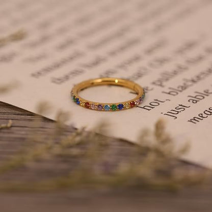 FUNLMO 20G 18G 16G 12G Nose Ring Hoop Conch Rook Daith Helix Tragus Piercing Jewelry 316L Surgical Steel Cartilage Earring Conch Hoop Earring Septum Jewelry Belly Lip Ring 5mm to 14mm - color: Gold-Multicolor CZ, 1pc