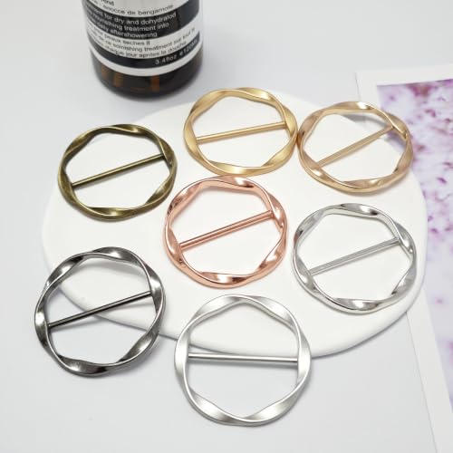 14 pieces Silk Scarf Ring Clip T-shirt Tie Clips for Women Fashion Metal Round Circle Clip Buckle Clothing Wrap Holder Knotted Rings for Hat Scarves Belt Decor Clothes Accessories