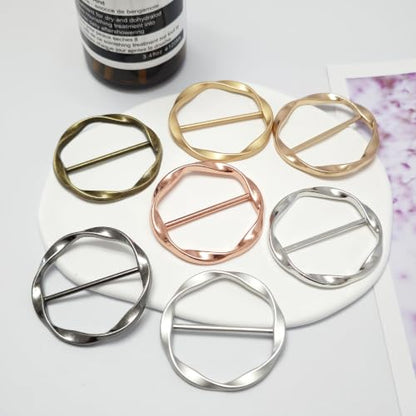 14 pieces Silk Scarf Ring Clip T-shirt Tie Clips for Women Fashion Metal Round Circle Clip Buckle Clothing Wrap Holder Knotted Rings for Hat Scarves Belt Decor Clothes Accessories