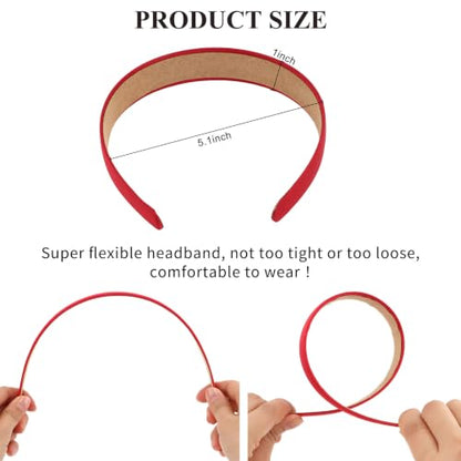 Wecoe Satin Headbands, 16 Pcs 1 Inch Hair Bands for Women & Girls(Set F) | Great for daily wear, festive looks & DIY crafts - color: Set F