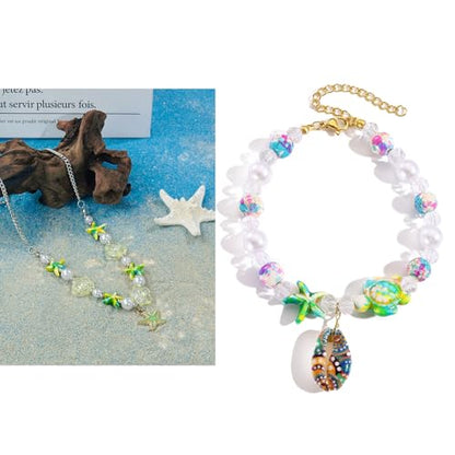 DAHI 170pcs 6 Styles Turquoise Turtle & Starfish Beads Summer Beach Ocean Animal Sea Life Loose Spacer Bead for Jewelry Making Beading Kit Bracelet Craft Supply (6 Strings) - color: Colorful sea star