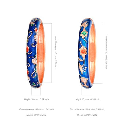 UJOY Cloisonne Bracelet Butterfly Hinge Indian Cuff Bangle Enameled Jewelry Flower Bracelets for Women Gift Box 55A114 - color: A81-Flower (2 Pcs Set)-Blue