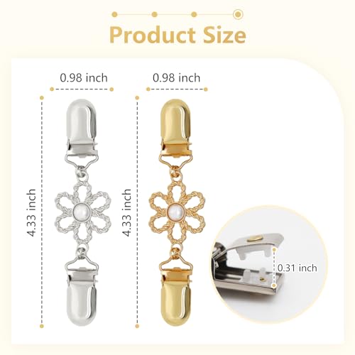 Frutain 2Pcs Cinch Clip Waist Cincher Clips for Women Dress Back Cinch & Shawl Cardigan Sweater Shirt Fasteners(GS) - style: GS-Pearl-Flower