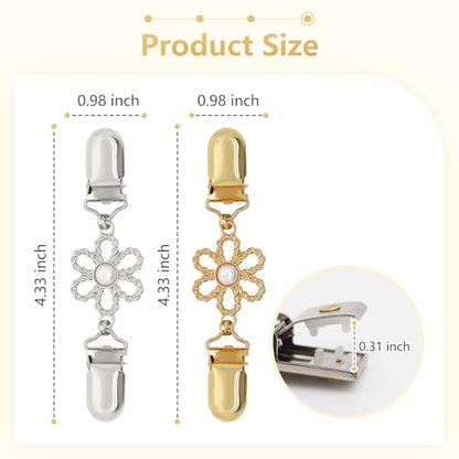 Frutain 2Pcs Cinch Clip Waist Cincher Clips for Women Dress Back Cinch & Shawl Cardigan Sweater Shirt Fasteners(GS) - style: GS-Pearl-Flower