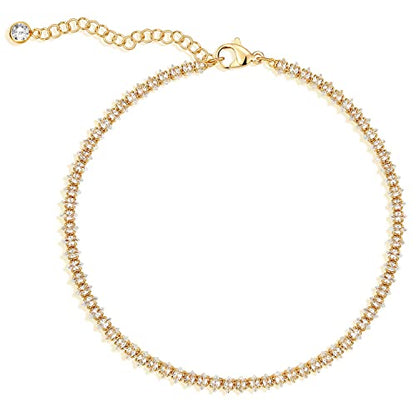 MEVECCO Anklet for Women Gold Chain 14K Gold Plated Dainty Boho Beach Summer Simple Foot Jewelry Ankle Bracelet - style: CZ Horse eye