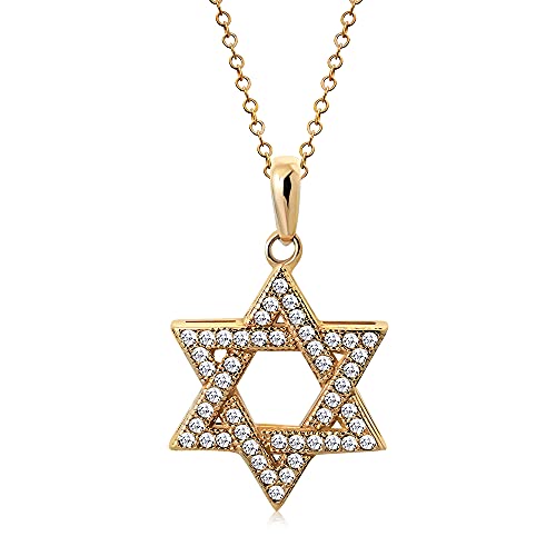 My Daily Styles 925 Sterling Silver Jewish Star of David White CZ Pendant Necklace - color: Pink