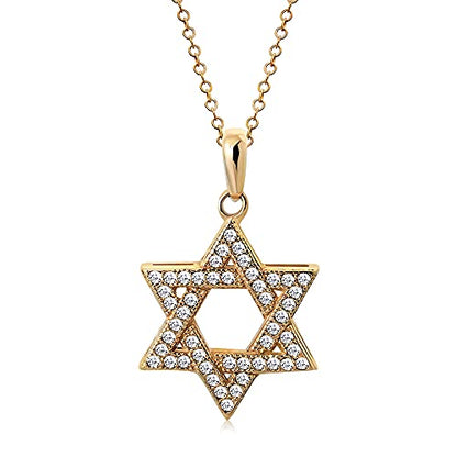 My Daily Styles 925 Sterling Silver Jewish Star of David White CZ Pendant Necklace - color: Pink