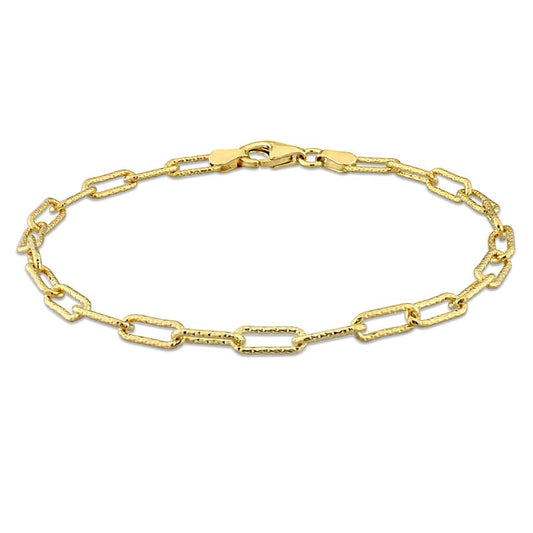 Italian 925 Sterling Silver Fancy Paperclip Chain Bracelet - For Men & Women - Available in Silver, Yellow Gold or Rose Gold - Various Lengths and Widths - color: Yellow, size: 7.5 Inch - Average Women Size