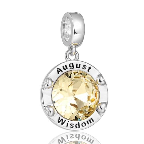 Birthstone Charms for Women Bracelets Birthday Bead Charms fit Pandora Bracelets Mothers Day Gifts for Women - color: 08-August(Peridot)