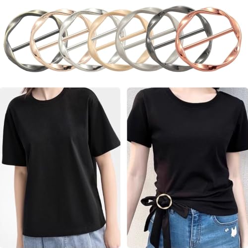 14 pieces Silk Scarf Ring Clip T-shirt Tie Clips for Women Fashion Metal Round Circle Clip Buckle Clothing Wrap Holder Knotted Rings for Hat Scarves Belt Decor Clothes Accessories