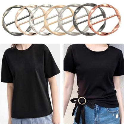14 pieces Silk Scarf Ring Clip T-shirt Tie Clips for Women Fashion Metal Round Circle Clip Buckle Clothing Wrap Holder Knotted Rings for Hat Scarves Belt Decor Clothes Accessories