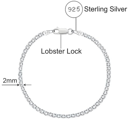 Savlano 925 Sterling Silver 2MM Bismark Chain Mesh Link Anklet for Women Comes in 9"-10" inches with Gift Box - Made in Italy - style: 10 Inches