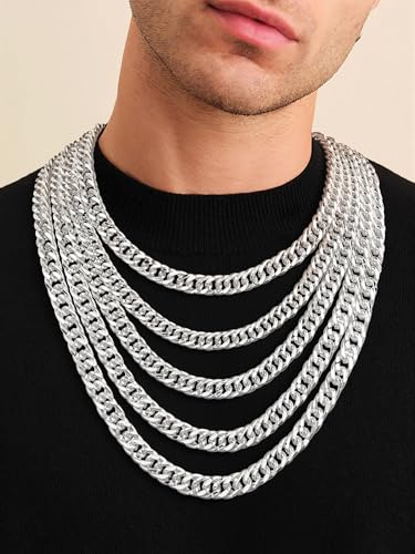 S925 Sterling Silver necklace for Men 12mm Punk Chunky Cuban Link Curb Chain Necklace for Women Men Jewelry 18 20 22 24 26Inch - color: 18"