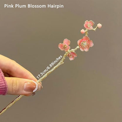 1 Pc Plum blossom Hair sticks for buns,Hair pins for women,Buns and Updos with No Hair Damage,Metal French Pin Great Hold,Suitable for fine & thick hair(pink) US378
