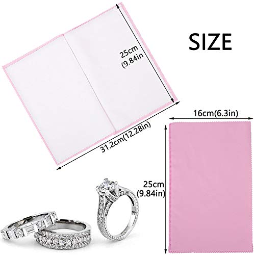 SEVENWELL Silver Polishing Cloth, 2PCS Large Jewelry Cleaning Cloths | Dual-Layer Cleaning, Large 10" × 12", Reusable, Removes Tarnish, Restores Shine, For Sterling Silver, Gold & Platinum - color: Pink