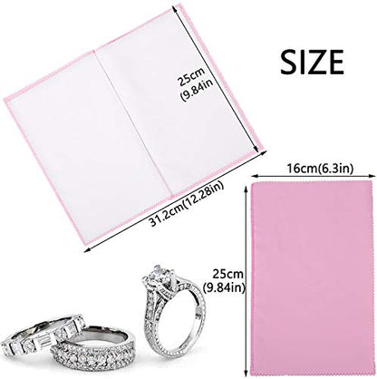 SEVENWELL Silver Polishing Cloth, 2PCS Large Jewelry Cleaning Cloths | Dual-Layer Cleaning, Large 10" × 12", Reusable, Removes Tarnish, Restores Shine, For Sterling Silver, Gold & Platinum - color: Pink