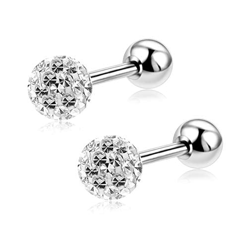 20G Stud Earrings Set for Girls Sensitive Ears with Screw on Safety Backs Surgical Steel Womens Tragus Cartilage Piercing Jewelry Hypoallergenic