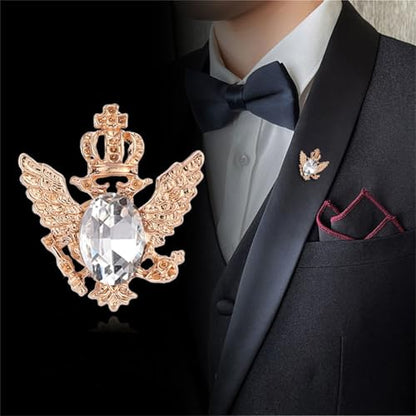 4PCS Gem Brooch Lapel Pin Chain for Men Retro Crystal Tassel Chain Brooch Pin Career Suit Tuxedo of Shirts Tie Hat Scarf Father's Day Gift - color: 2 PCS White