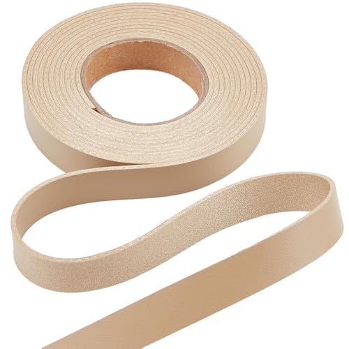 GORGECRAFT 1/2" Wide Flat Leather Cord 79" Long Double-Sided Lychee Pattern Leather Strips 1.7mm Thick Faux Leather Strap Braided Threads for DIY Crafts Belt Handle Jewelry Making, Wheat - color: Wheat, size: 79x0.5"