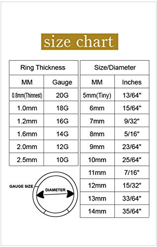 ORANGELOVE Hypoallergenic Nose Rings 20G 18G 16G 14G 12G 10G 8G 316l Surgical Steel Septum Jewelry Hinged Segment Ring Body Piercing Nose Hoop Lip Rings Nose Helix Cartilage Rook Earrings - color: Gold, size: 1pc 14 Gauge 13mm