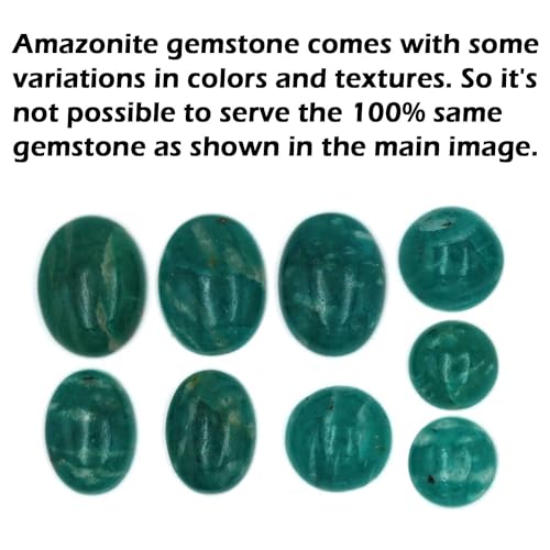 Chunky Natural Gemstone Pendant Necklace For Women Onyx, Turquoise, Amber, Garnet Oval Boho Genuine 925 Sterling Silver Handmade Jewelry - color: Amazonite