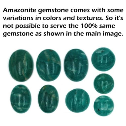 Chunky Natural Gemstone Pendant Necklace For Women Onyx, Turquoise, Amber, Garnet Oval Boho Genuine 925 Sterling Silver Handmade Jewelry - color: Amazonite