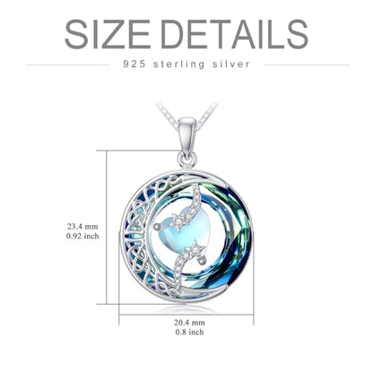 TOUPOP Birthstone Necklace Women Sterling Silver Moon Star Birthday Jewelry | Celtic Moon Pendant with Blue Crystal Anniversary Christmas Jewelry Gifts for Wife Mom Her - color: A-13-Moonstone